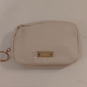 Chloe Cream Cosmetic Bag with Gold Accent